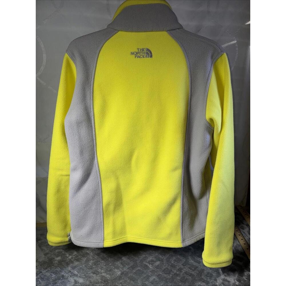 The North Face Jacket Women Large Yellow Grey Full Zip Fleece Coat - Picture 2 of 10